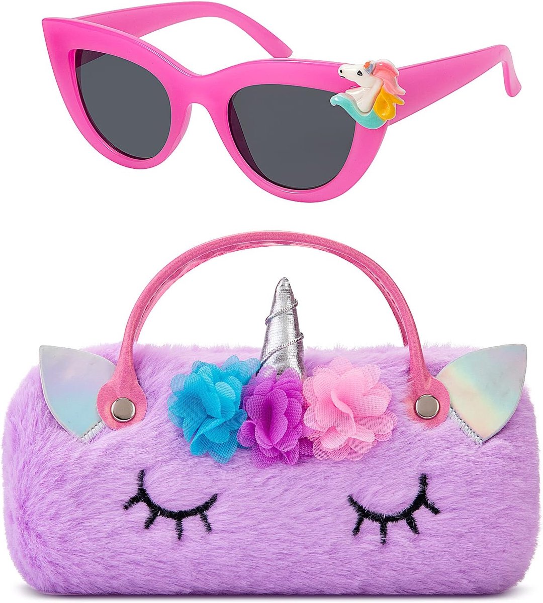 Bril etui voor kinderen - Harde case met zonnebril - Schattige eenhoorndecoratie - Ideaal voor meisjes en jongens - ShopVlot