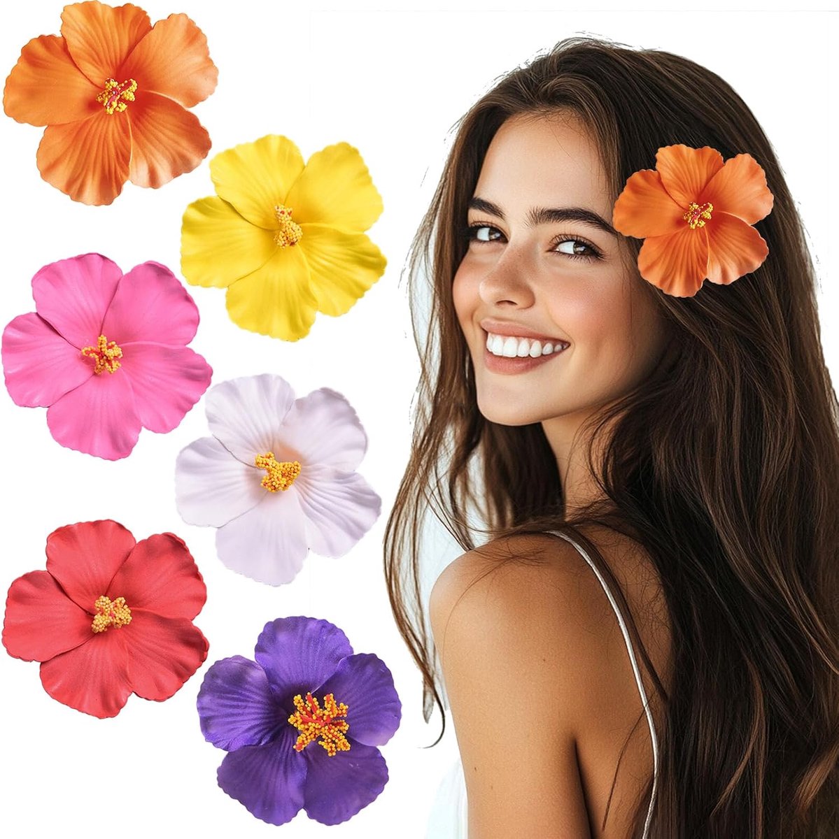 Haarspeldjes bloemen 6pcs - kleurrijke frangipani - haaraccessoires voor bruid en feest - perfect voor strandbruiloften - ShopVlot