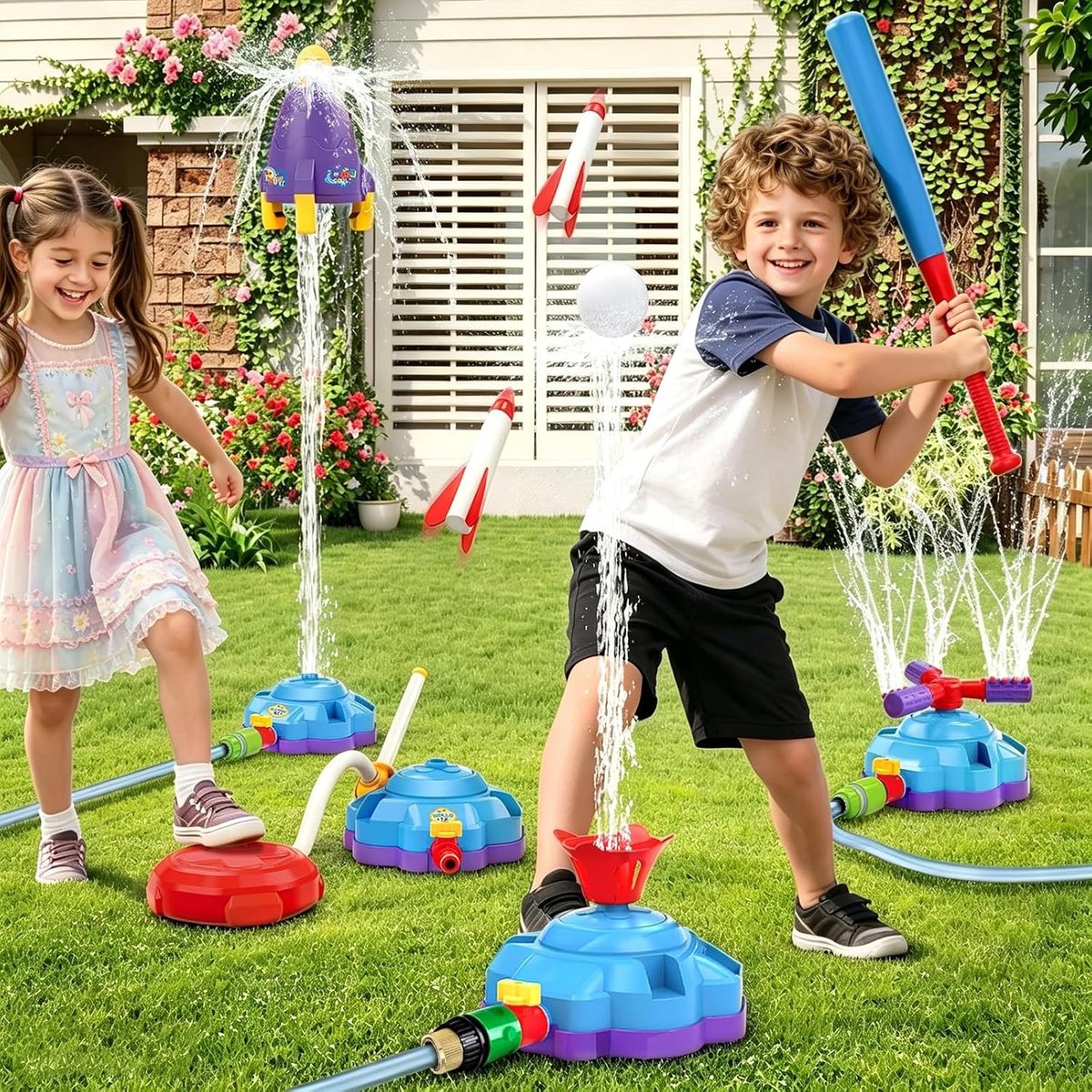 Waterspeelgoed 4-in-1 - Schildpad met honkbalspel - Werpspel en 360° draaibare sproeier - ShopVlot