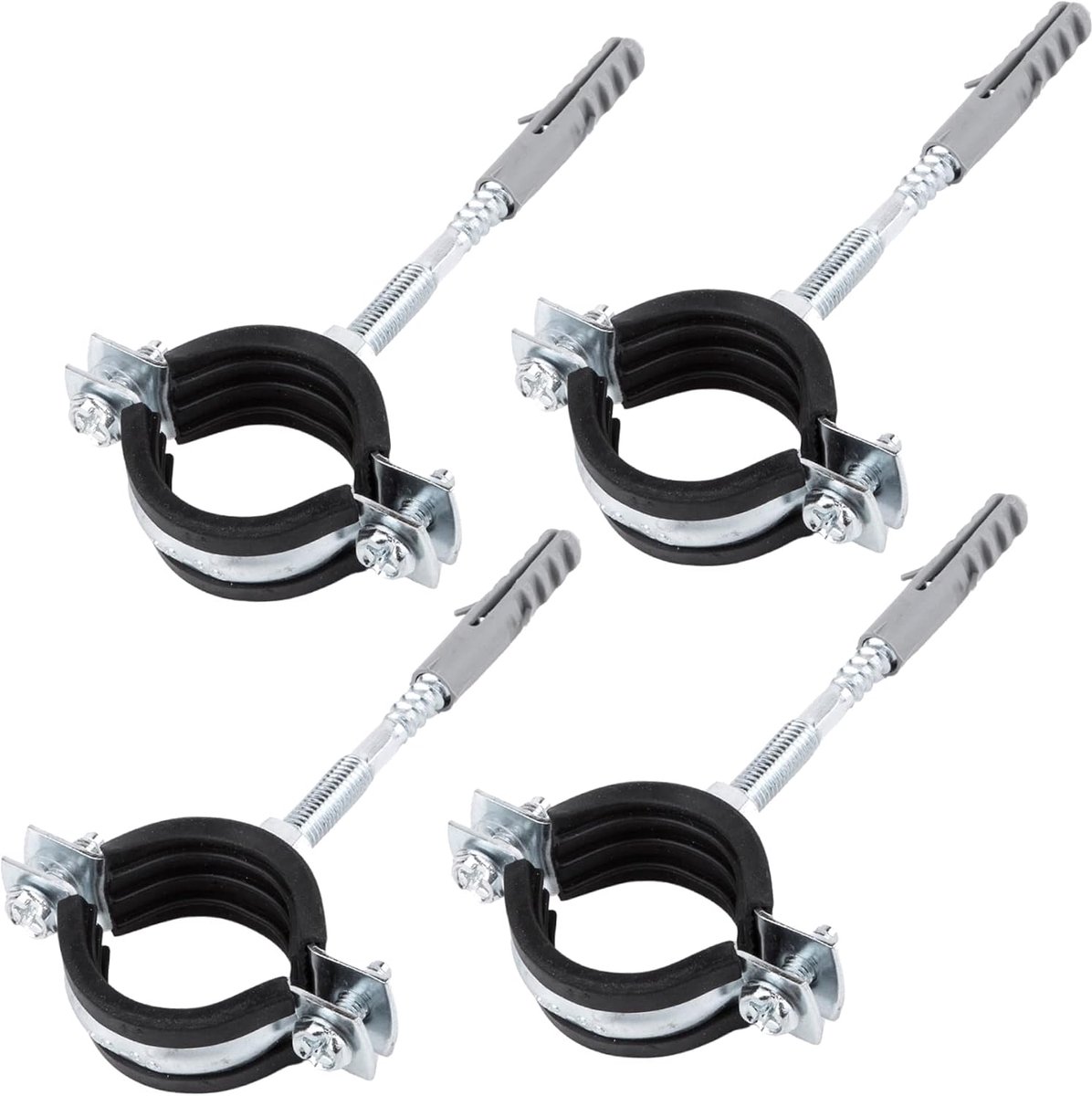 Buisklemmen set van 4 - zwart rubber - voor buizen Ø 40-45 mm - dempt trilling en geluid - ShopVlot