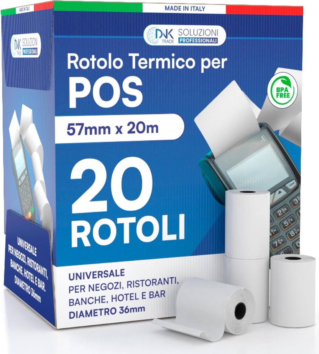 Thermisch papier rol 57 x 20 m - hoge kwaliteit - compatibel met POS apparaten - helder en vervagingsbestendig - ShopVlot