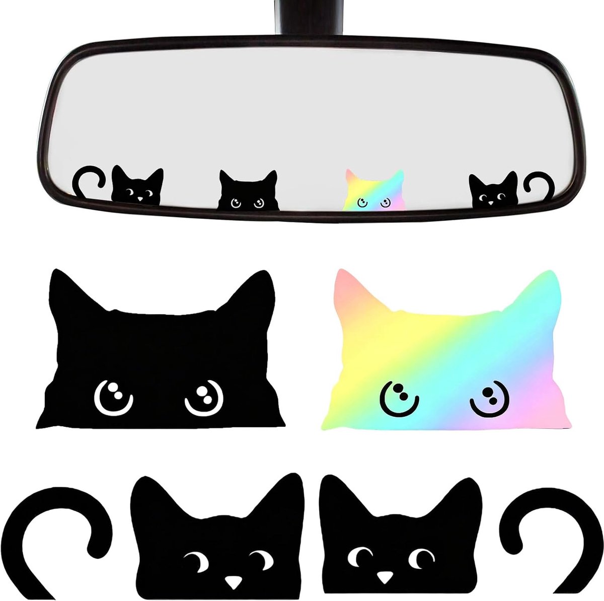 Autostickers kat - waterdicht - 4 stuks - schattig kattenmotief - unieke autodecoratie - ShopVlot