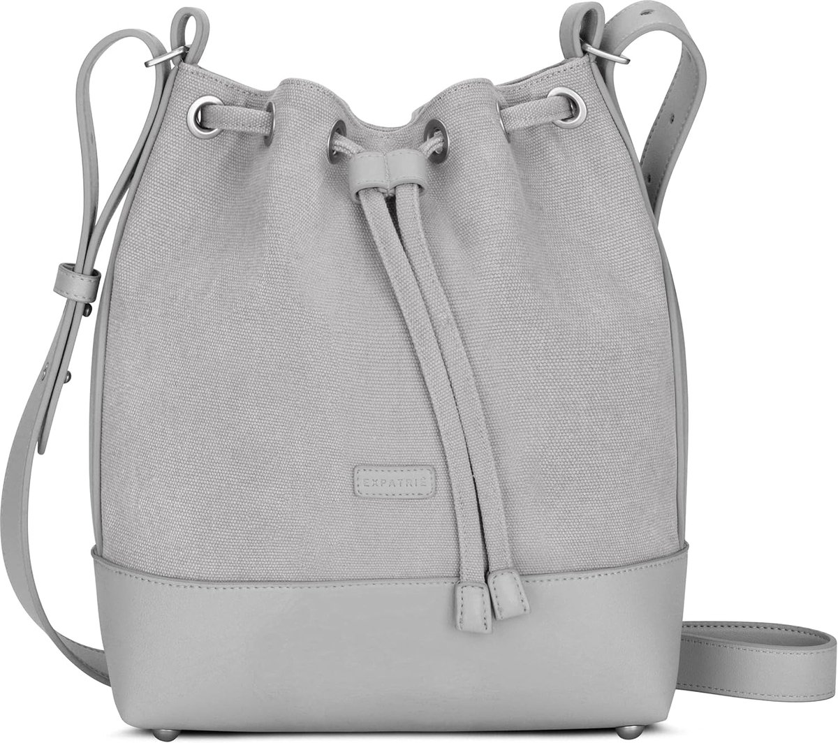 Dames handtas - kleine Lily bucket bag - katoen canvas en vegan PU leer - perfect voor shoppen - ShopVlot