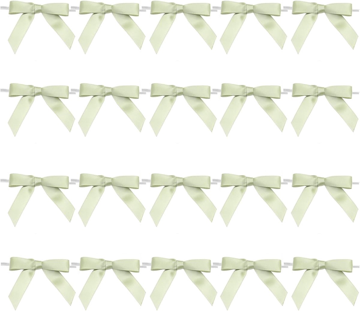 Satijnen strikjes 20 stuks - saliegroen - met ijzerdraad - voor cadeaus en decoratie - ShopVlot