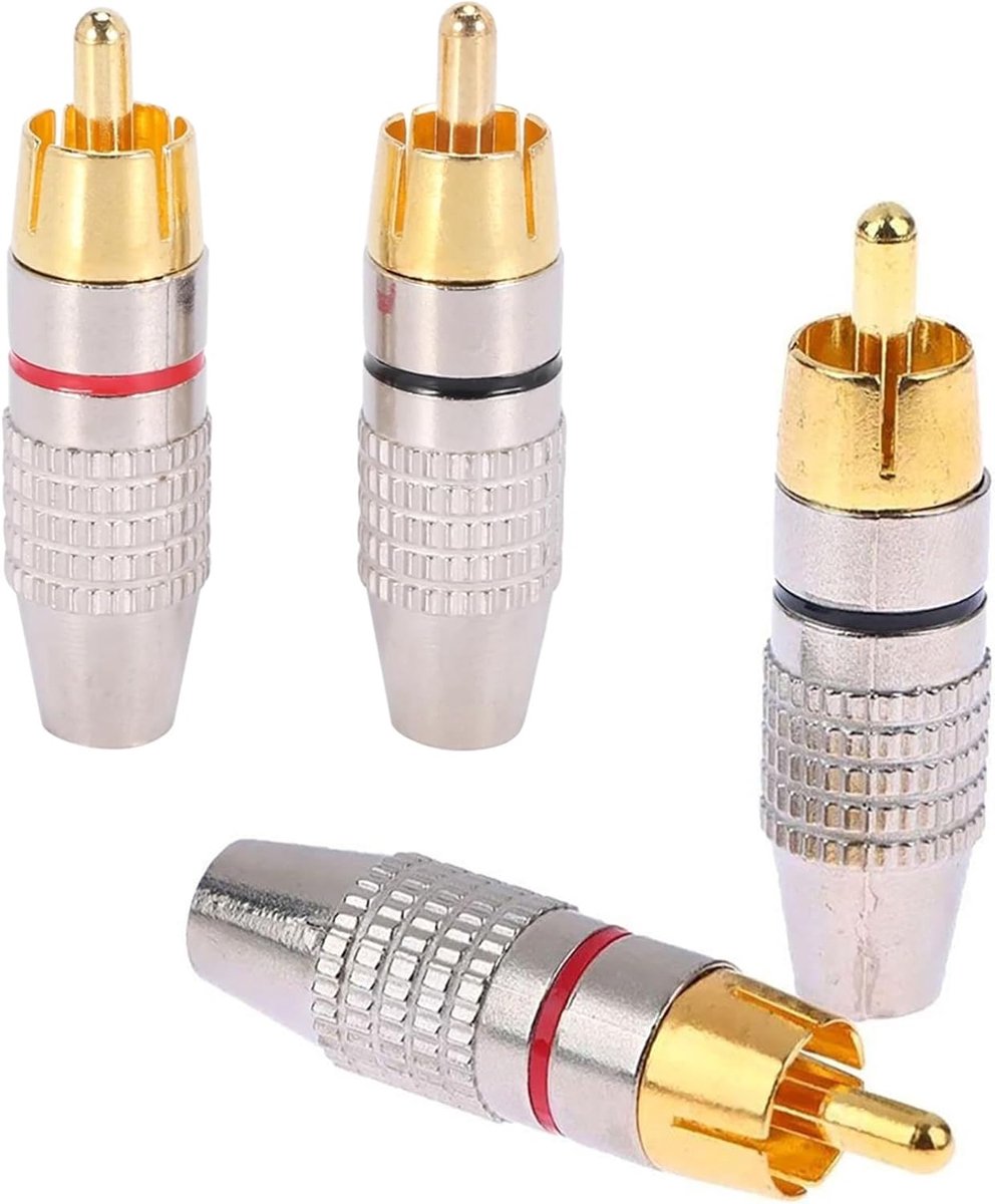 RCA Plug Audio/Video 4pcs - Goudgeplated - Soldervrije installatie - Eenvoudig te gebruiken - ShopVlot