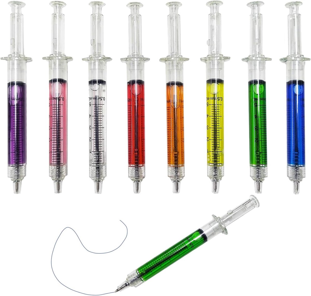 Inktpennen set 8 stuks - spuitvorm - diverse kleuren - voor creatief schrijven - ShopVlot