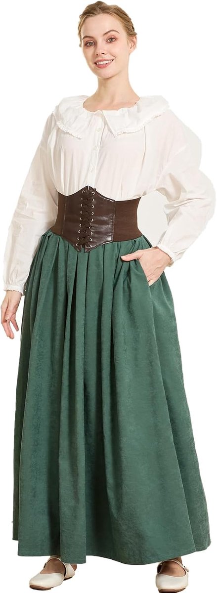 BEAUTELICATE Long Victorian Medieval Skirt for Women with Pockets Ideal for Steampunk LARP Halloween and Cosplay - ShopVlot