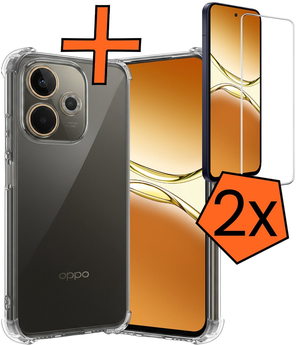 Hoes - Met Screenprotector - 2 Stuks - Geschikt voor OPPO A5 Pro - Sterk & Shockproof - Siliconen Case - Back Cover - Telefoon Hoes - Shock Proof - Transparant