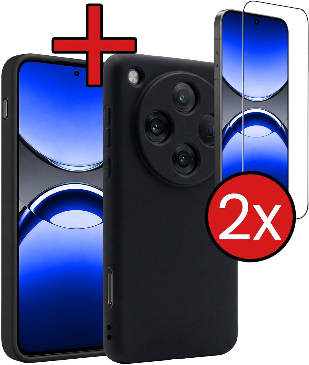 Hoesje - Met 2x Screenprotector - Geschikt voor OPPO Find X8 Pro - Sterk & Shockproof - Telefoon Hoes - Back Cover - Siliconen Case - Telefoonhoes - Zwart