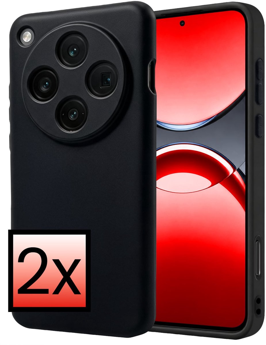 Hoesje - 2 Stuks - Geschikt voor OPPO Find X8 Pro - Sterk & Shockproof - Case Siliconen - Back Cover - Telefoon Hoes - Zwart