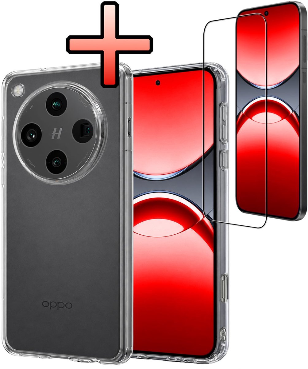 Hoesje - Met Screenprotector - Geschikt voor OPPO Find X8 Pro - Sterk & Shockproof - Back Cover - Siliconen Case - Telefoon Hoes - Transparant