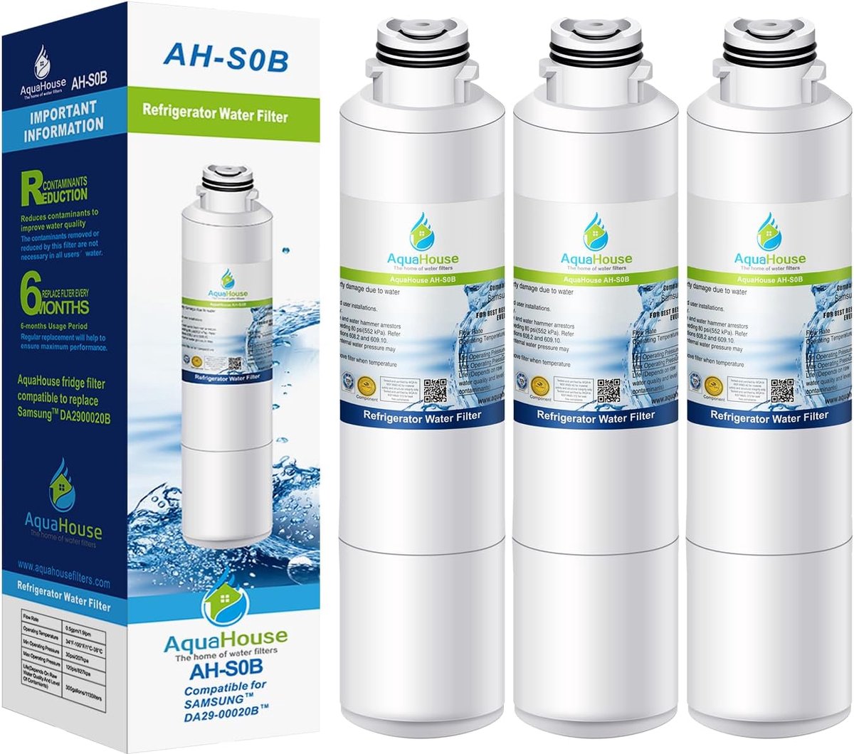 Waterfilter voor Samsung DA29-00020B - 3x AH-S0B - Compatibel met diverse modellen - Verbetert drinkwaterkwaliteit - ShopVlot