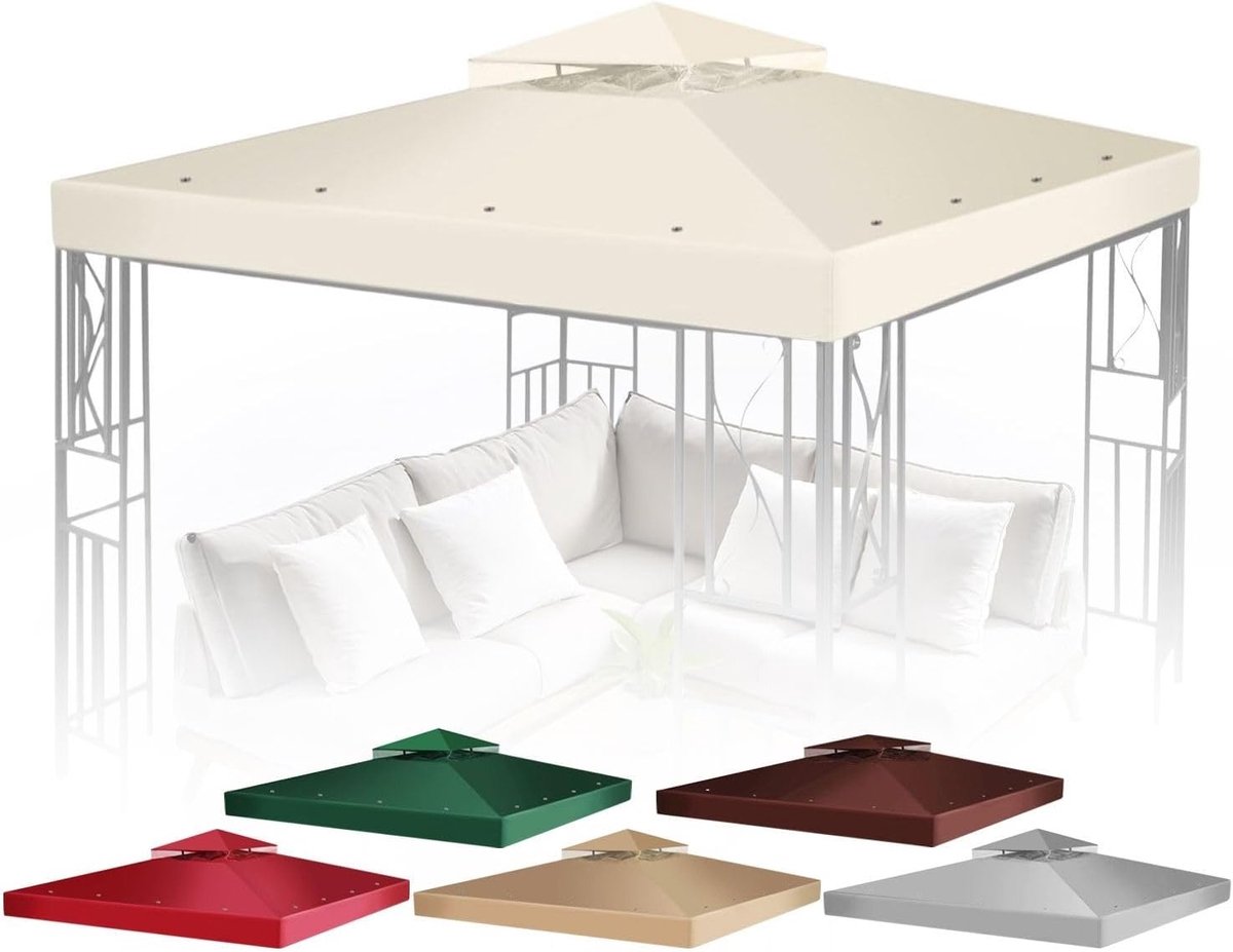 Flexzion Replacement Gazebo Cover 3.6x3.6m, Double Layer Top Awning Cover Replacement with UV30+ Dirty, Water - ShopVlot