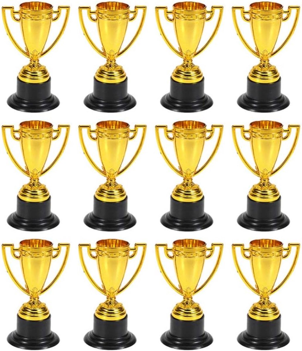 Toyvian 24pcs gold award trophy mugs 3.3 inch mini plastic trophies for kids party favorites contests rewards prizes - ShopVlot