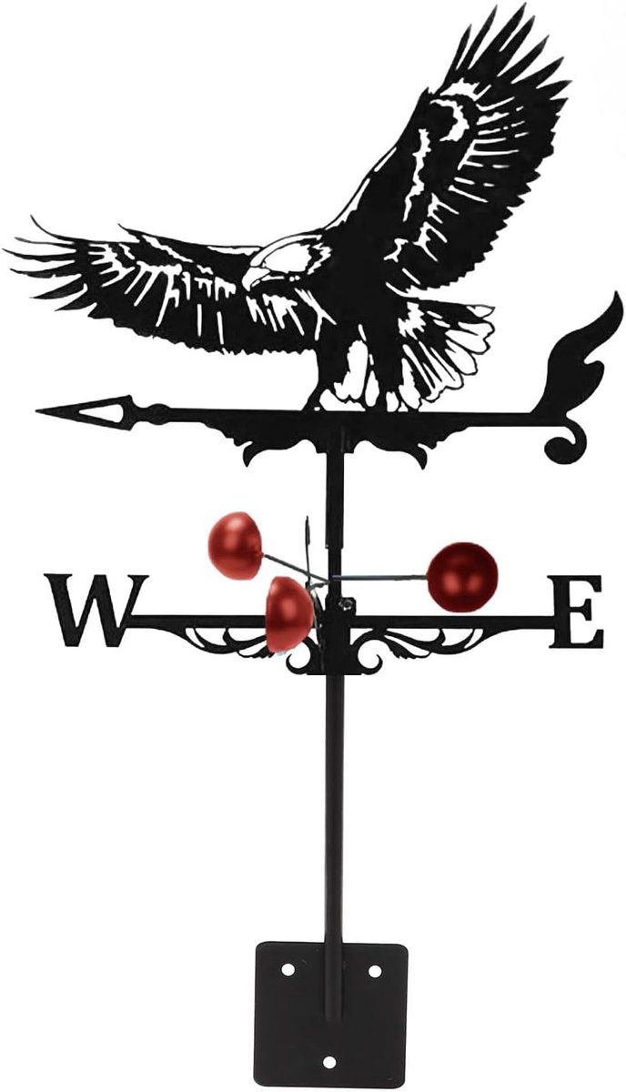 Weervlag, metalen windrichtingindicator, retro windrichtingweergave, kraan, weerkraan met houder, weerkraan voor - ShopVlot