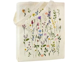 Tarklanda Bedruckte Stofftasche Canvas Tote Bag, 35 x 42 x 8 cm, Shopping Bag with Wild Flowers Handbag for Women - ShopVlot
