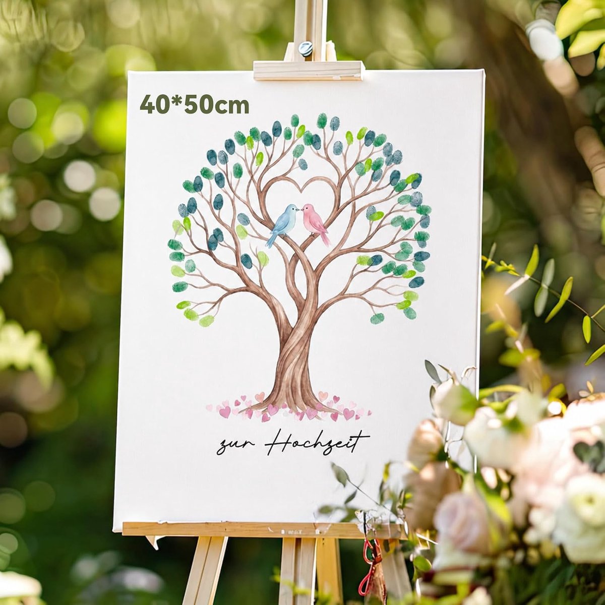 Tenare Gastenboek Met Vingerafdrukken Gastenboek Met Inktkussen en Pen Vingerafdrukset(40 x 50 cm,Hochzeit) - ShopVlot