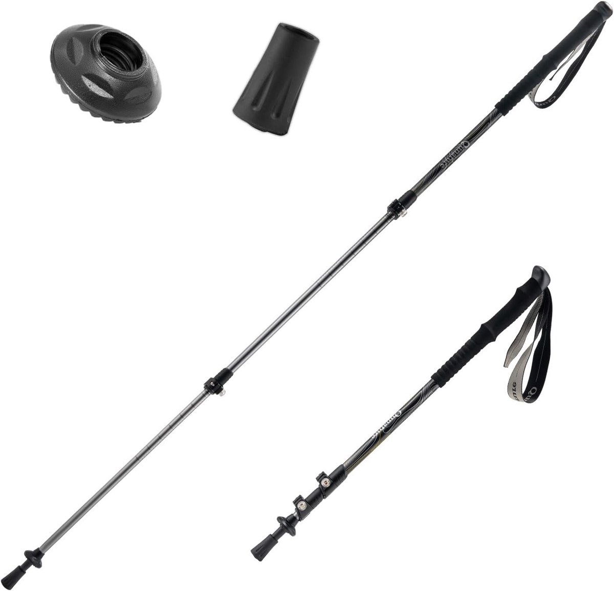 6061 Aluminium Trekking Poles Adjustable 62-135 cm Ultra Light for Men and Women Camping Mountaineering Black - ShopVlot
