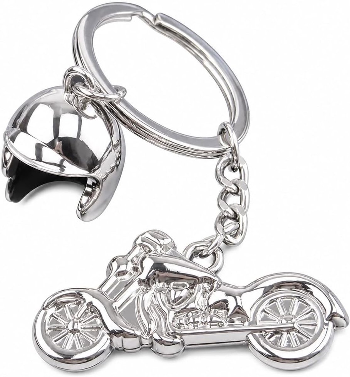 Sleutelhanger voor motorfiets, een helm van metaal, kleur zilver, voor motorrijders en dames, cadeau voor motor- en - ShopVlot