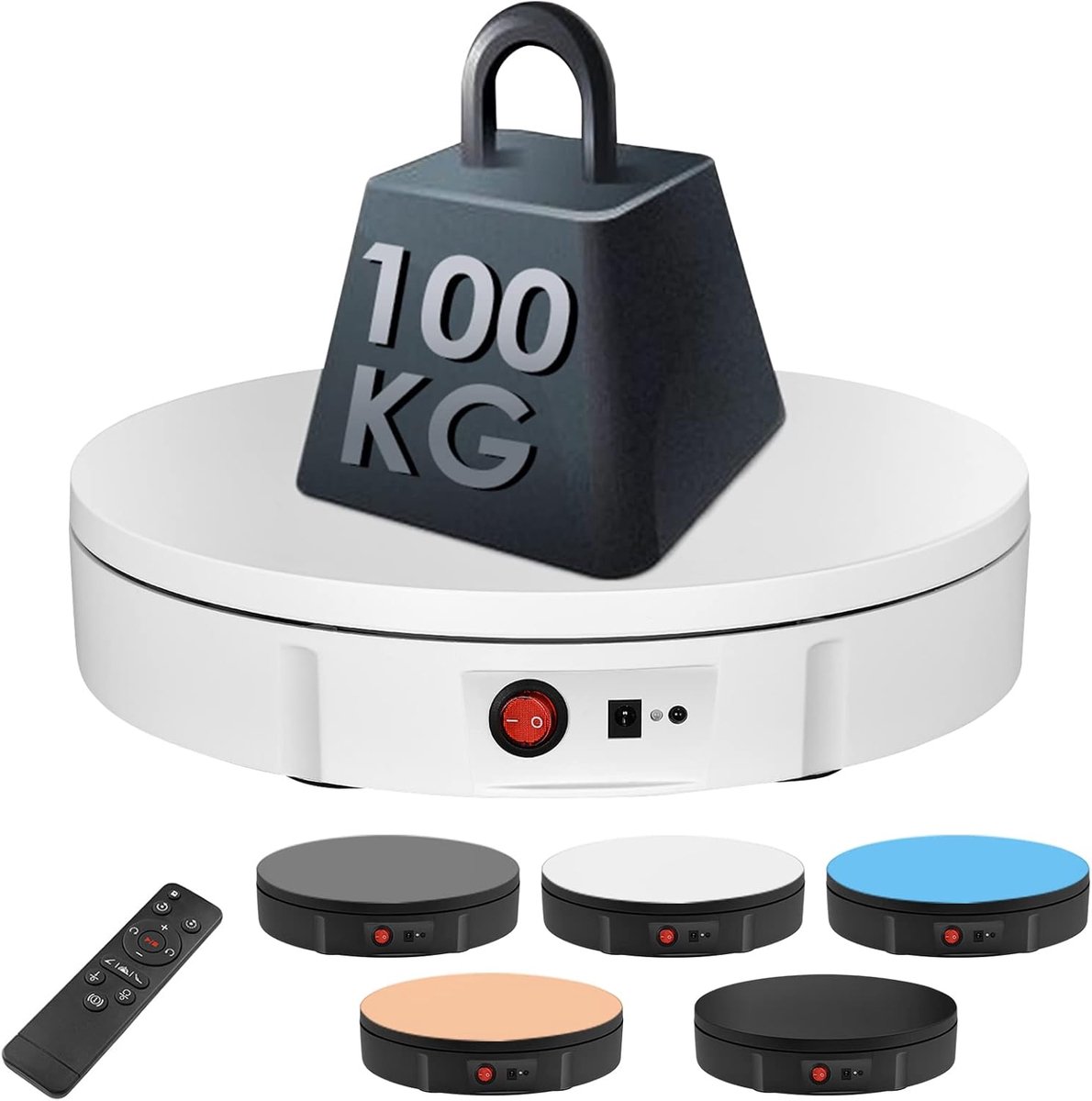 Electric Turning Plate, 360 Degree Electric Rotary Display, 100kg 30CM Turntable for Photography with Remote Control - ShopVlot