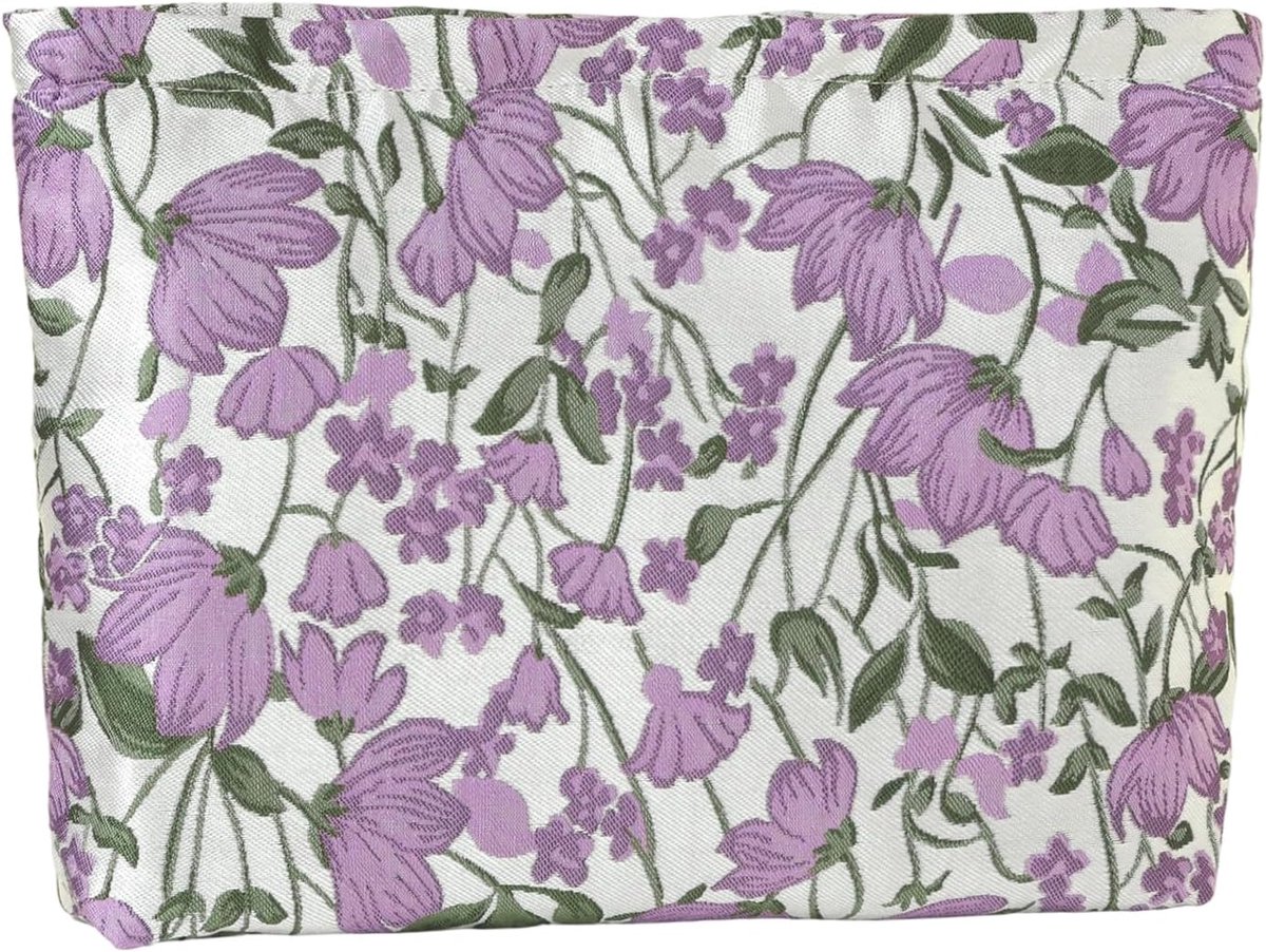 Cosmeticatas met bloemenmotief voor dames, draagbaar, multifunctioneel reismake-upzakje met portemonnee, ritssluiting - ShopVlot