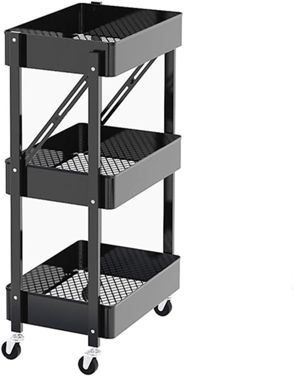 Foldable storage rack for floor-to-height, multi-layer mobile, installation-free trolley storage rack - ShopVlot