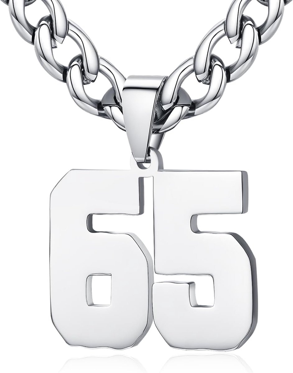 Mens Ladies Stainless Steel 0-99 Number Pendant Lucky Number Jersey Number Athlete Necklace Personalized with 6mm Wide - ShopVlot