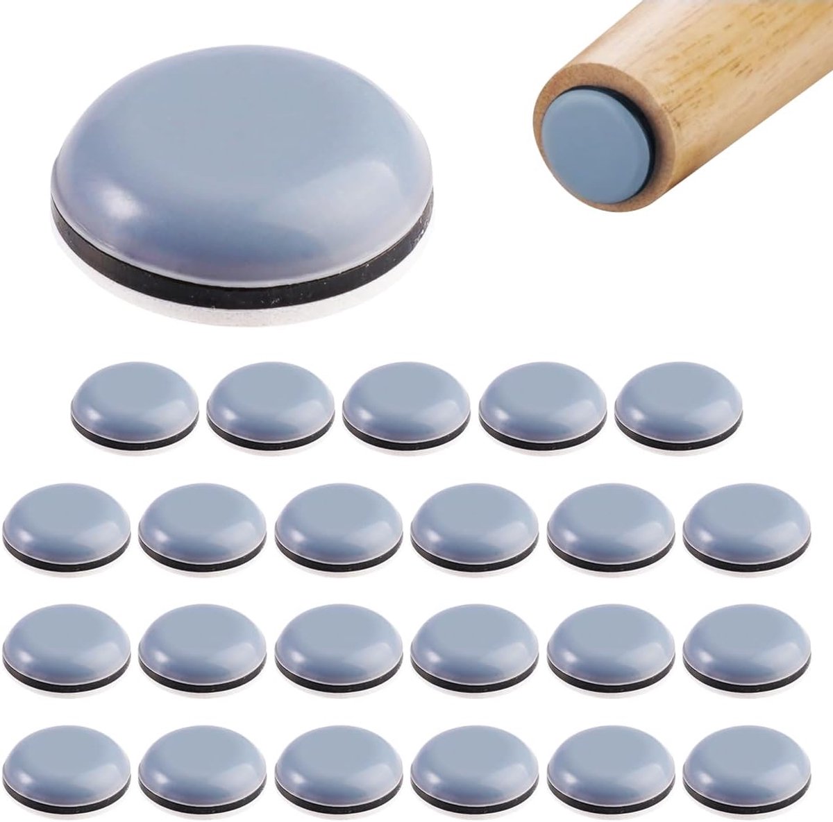 24Pcs Round Self Adhesive Furniture Sliders, 19mm Ptfe Glides for Furniture, Self Adhesive Furniture Glides for Easy - ShopVlot