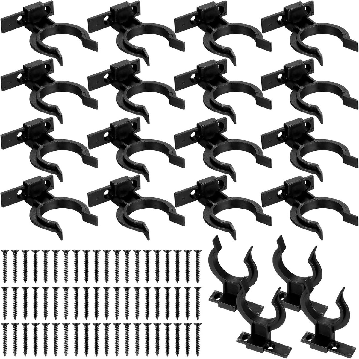 20pcs Kickboard Clips, Kitchen Skirting Brackets, Heavy Duty Cabinet Legs Clips Fits 32-36mm, with 60 Screws (Black) - ShopVlot