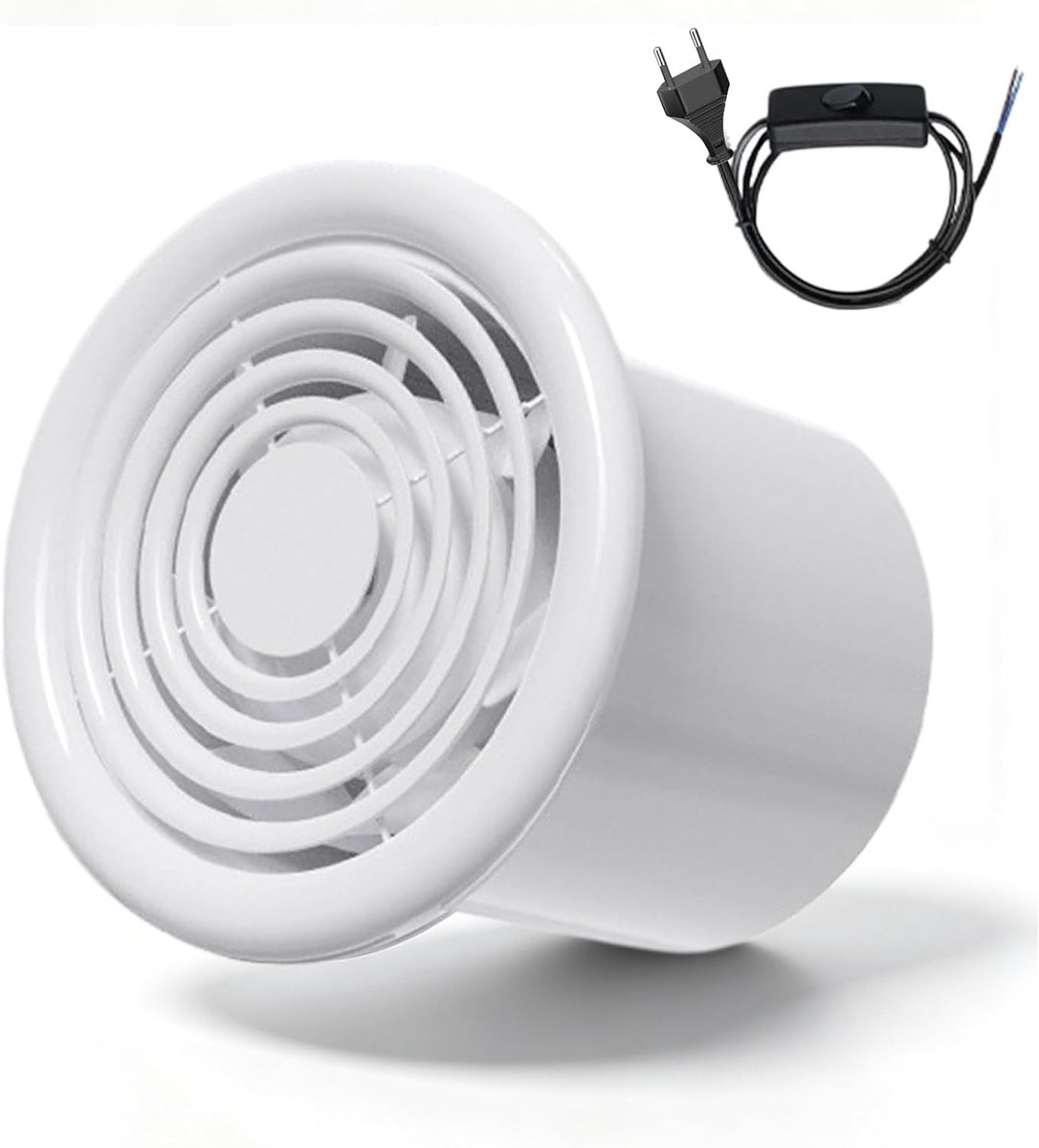 Badkamerventilator, 150 mm, 40 dB, stille afvoerventilator met energiebesparende EC-motor met 1,8 m kabel en - ShopVlot