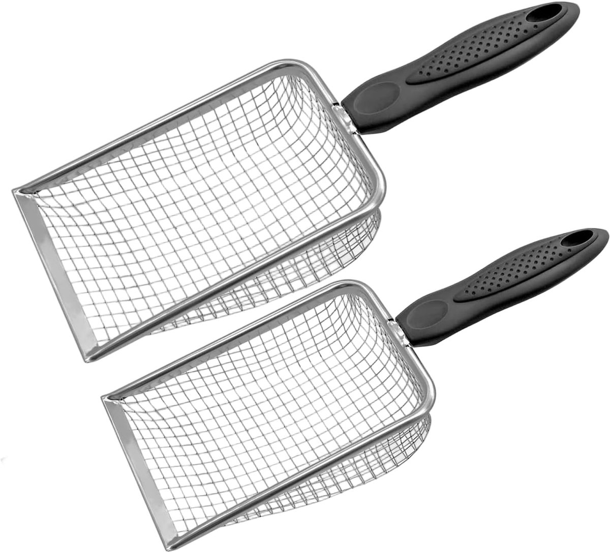 Tuinzeef van roestvrij staal, set van 2 metalen tuinzeef met antislip handgreep, roestvrijstalen zeef met 3,8 mm en 5 - ShopVlot