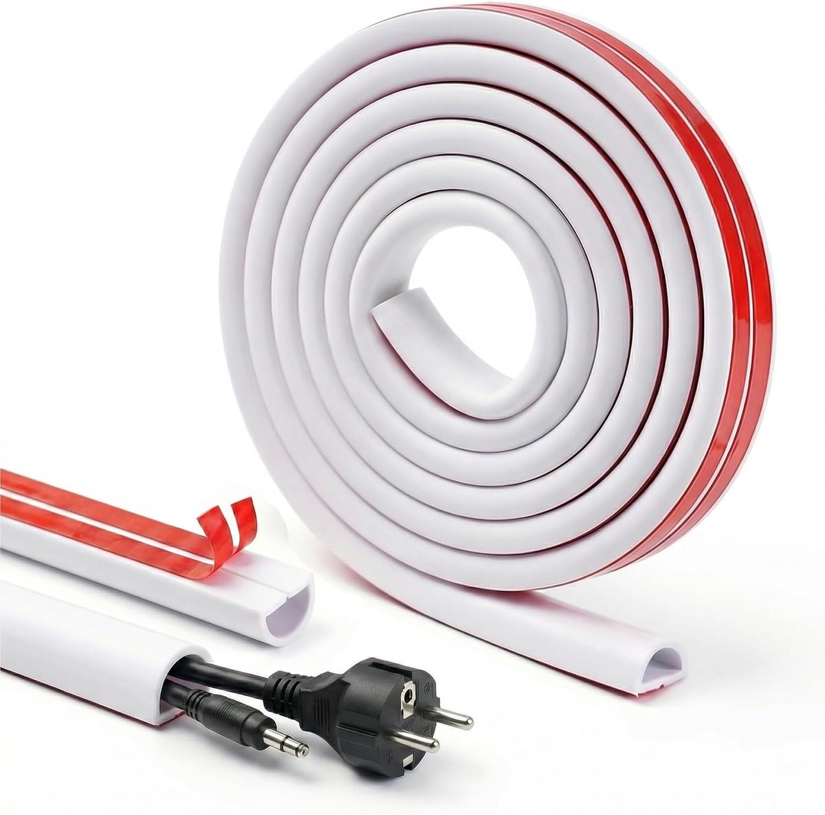 4m Cable Tray White Self Adhesive Cable Hide Flexible Cable Cover Wall Round Cable Tray White Cable Channels for TV - ShopVlot