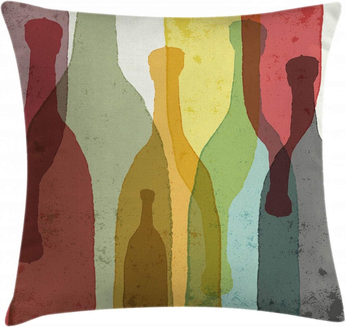 ABAKUHAUS Wine Decorative Pillowcase, Abstract Colorful Bottles, Decorative Square Cover for Accent Cushion, 40cm x - ShopVlot