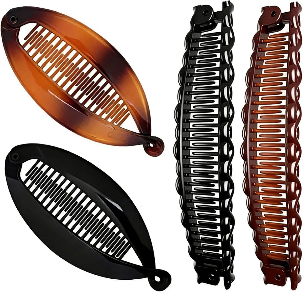 Bananenhaarspelden 4 stuks - stijlvolle klemmen - grote clips voor dun en dik haar - perfect voor elke gelegenheid - ShopVlot