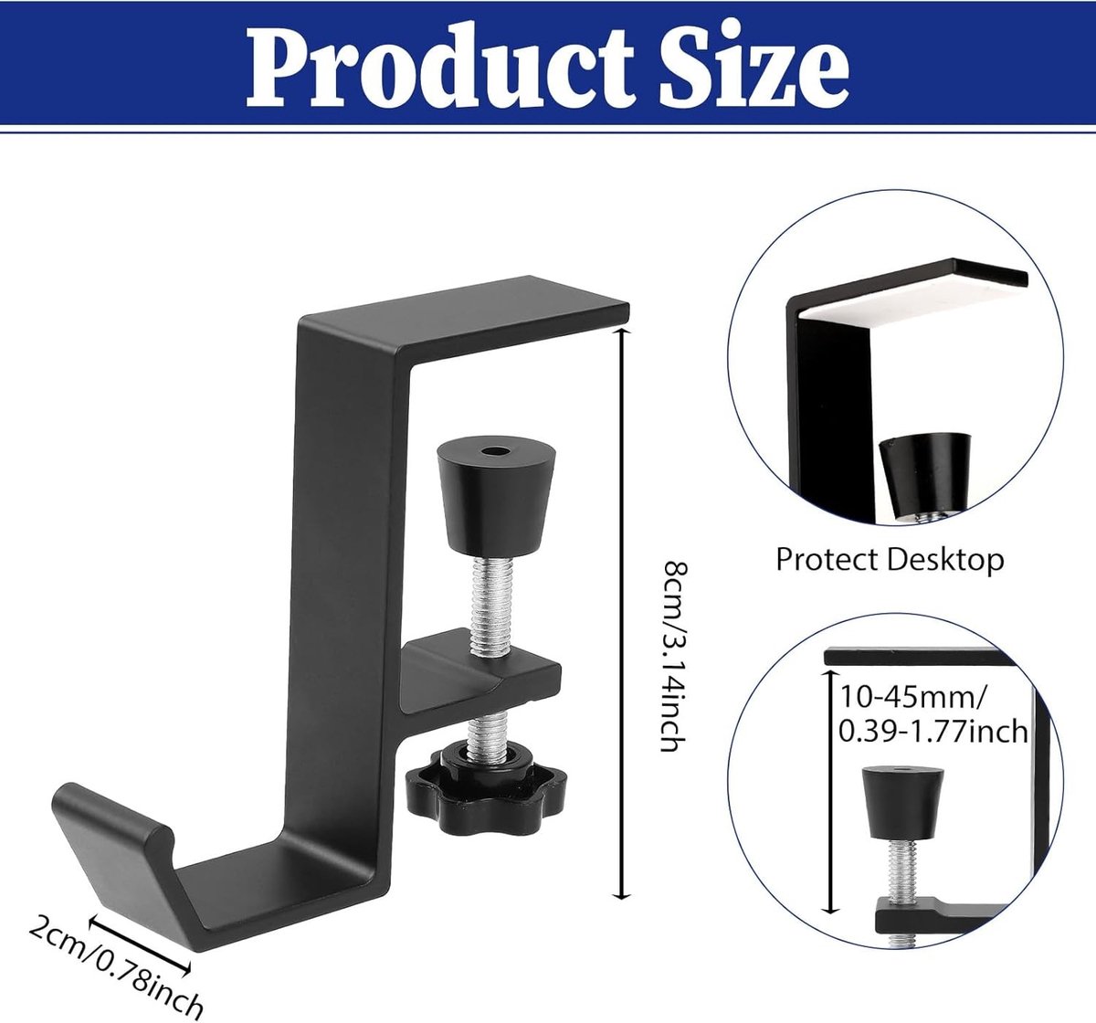 Verstelbare Hoofdtelefoonstandaard, Headset Houder voor Bureau, Compacte Desk Clip en Haak voor Schooltassen en Handtassen