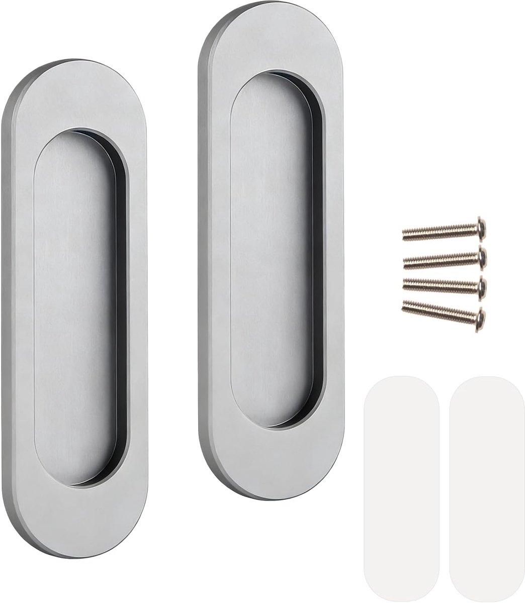 Deurhendels set van 2 - Ovalen design 100mm - Aluminium legering - Eenvoudige installatie zonder boren - ShopVlot