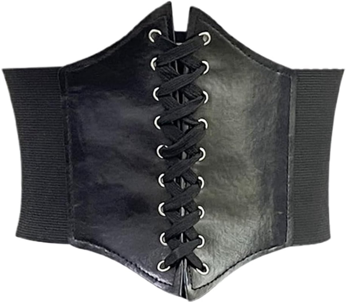 Retro corset voor dames - zwart - elastisch met veters - ideaal voor Halloween feest - ShopVlot