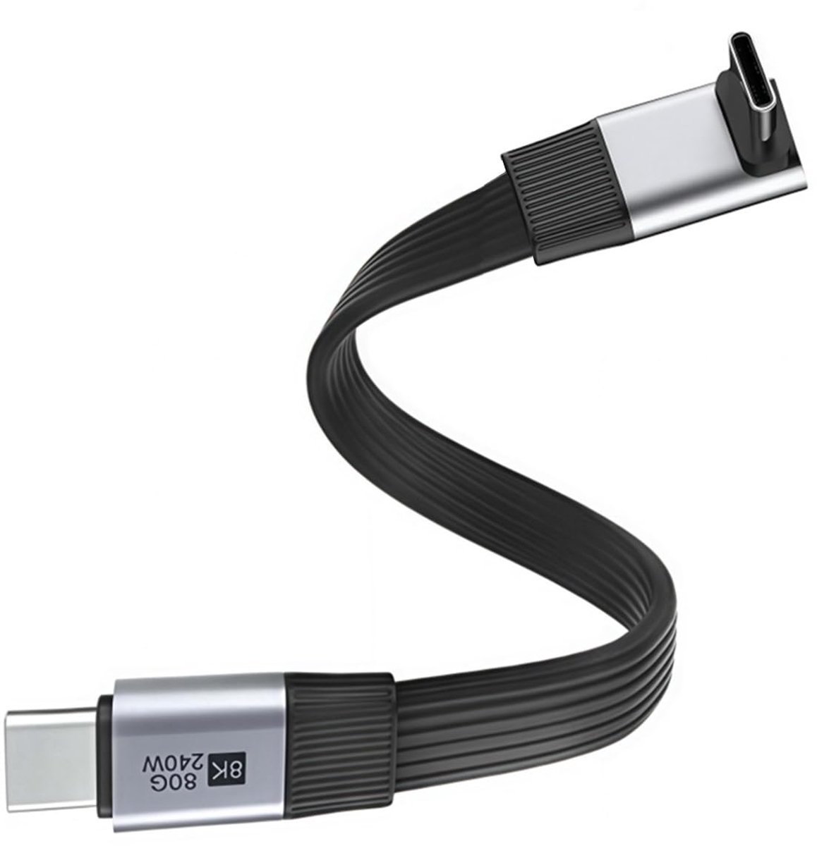 USB C kabel 7.87 inch - plat - 90 graden UP hoek - ideaal voor snelle datatransfer - ShopVlot