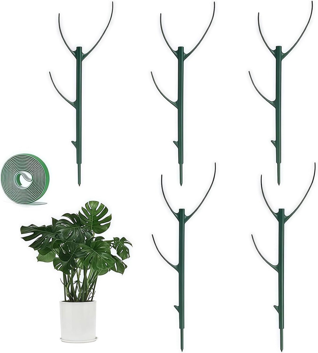 Steunpalen voor klimplanten 5 stuks - stapelbaar en afneembaar - met plantenbinders - ShopVlot