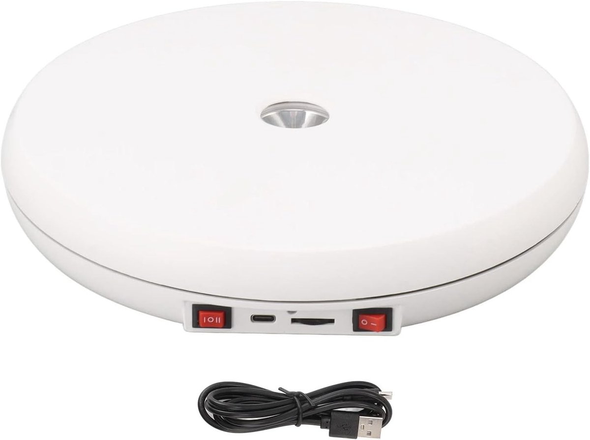 Draaiplateau met LED-verlichting, Geluidsloos en 20kg Capaciteit voor Sieraden en Decoratie - 25cm Rotatie Display Stand