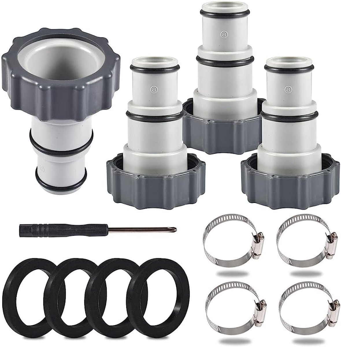 Poolslangadapter Pack van 4 - Voor 32 en 38 mm slang - Corrosiebestendig - Eenvoudige installatie - ShopVlot