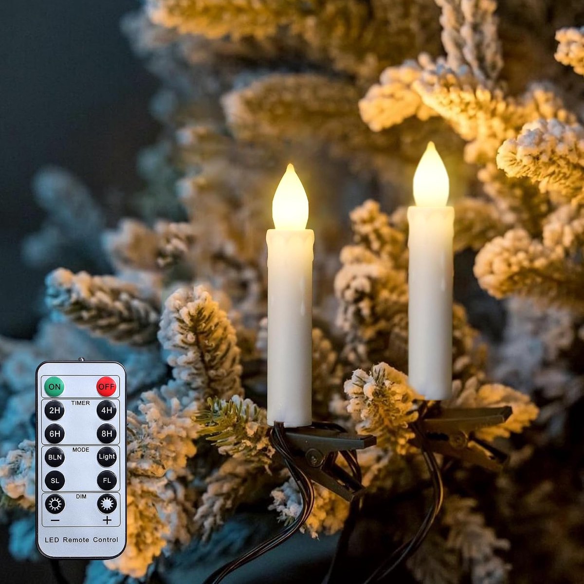 LED kerstboomkaarsen 30 stuks - warmwit flikkerend - dimbaar - ideaal voor buitengebruik - ShopVlot