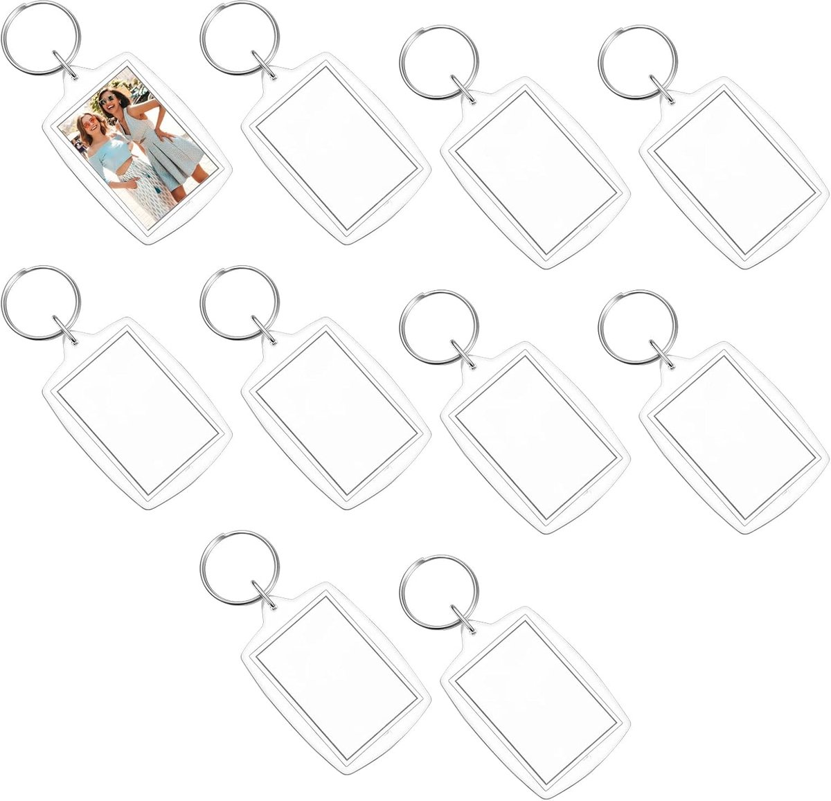 Sleutelhangers 10 Stuks - Dubbelzijdige Foto Pendant 5,5 x 4 cm - ShopVlot