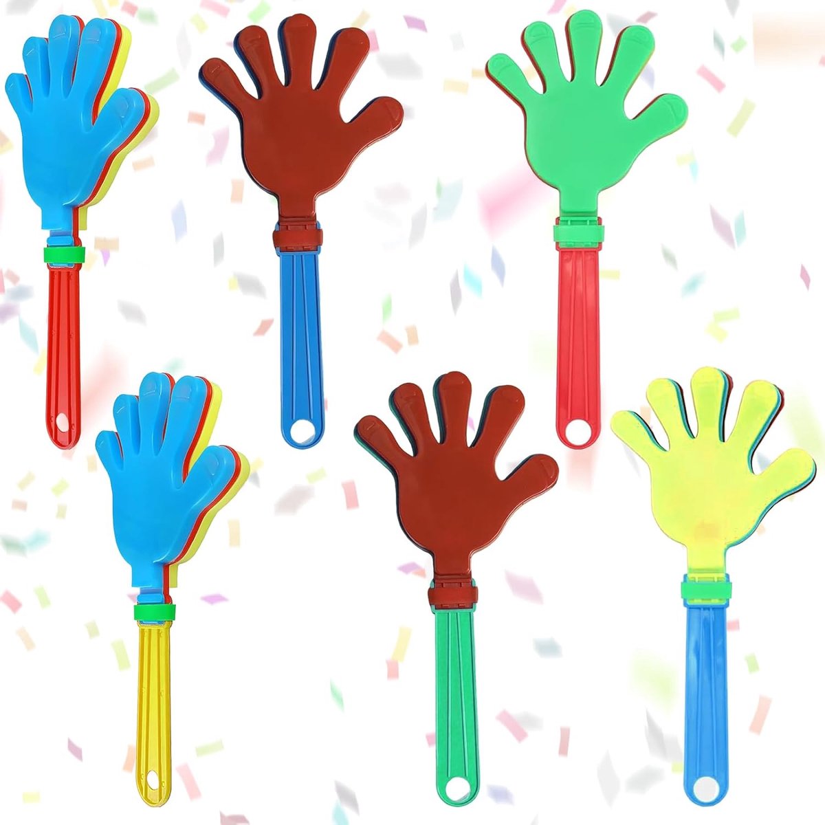 Handklappers 24 cm - Kleurige plastic hand - Lichtgewicht en duurzaam - Ideaal voor feesten - ShopVlot