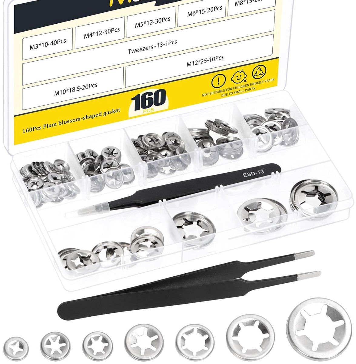 Binnentandschijven M3 M4 M5 M6 M8 M10 M12 - Push-on Borgschijf - Snelspanschijven - Voor betrouwbare bevestiging - ShopVlot