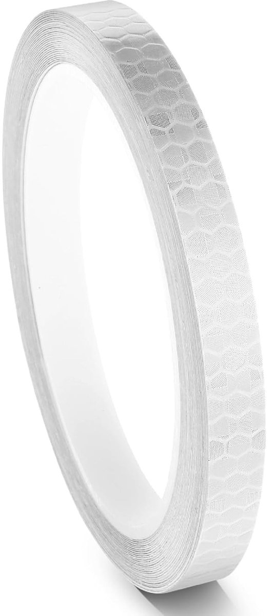 Reflecterende Zelfklevende Tape 10 mm x 8 m - Waterdichte PVC Waarschuwingsstrip voor Fiets, Helm en Trailer Veiligheid