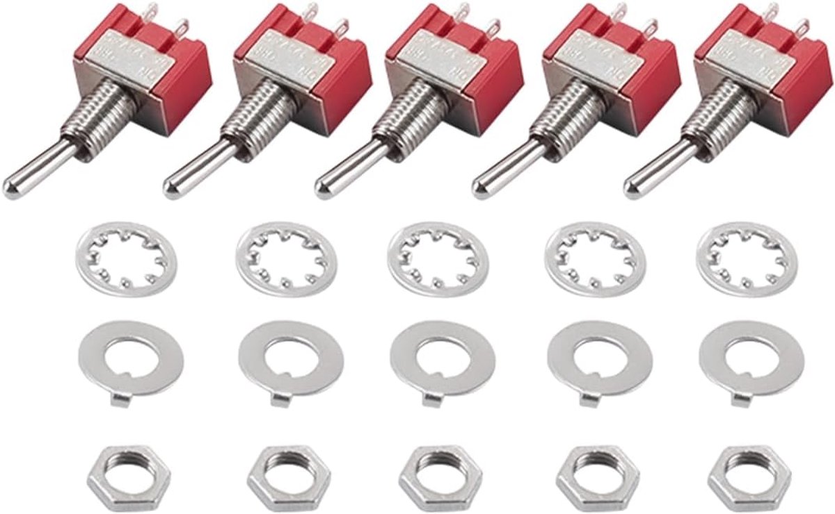 Mini momentary switch 3 pin - 3 posities (ON)-OFF-(ON) - SPDT 5A 125V - Ideaal voor DIY elektronica - ShopVlot