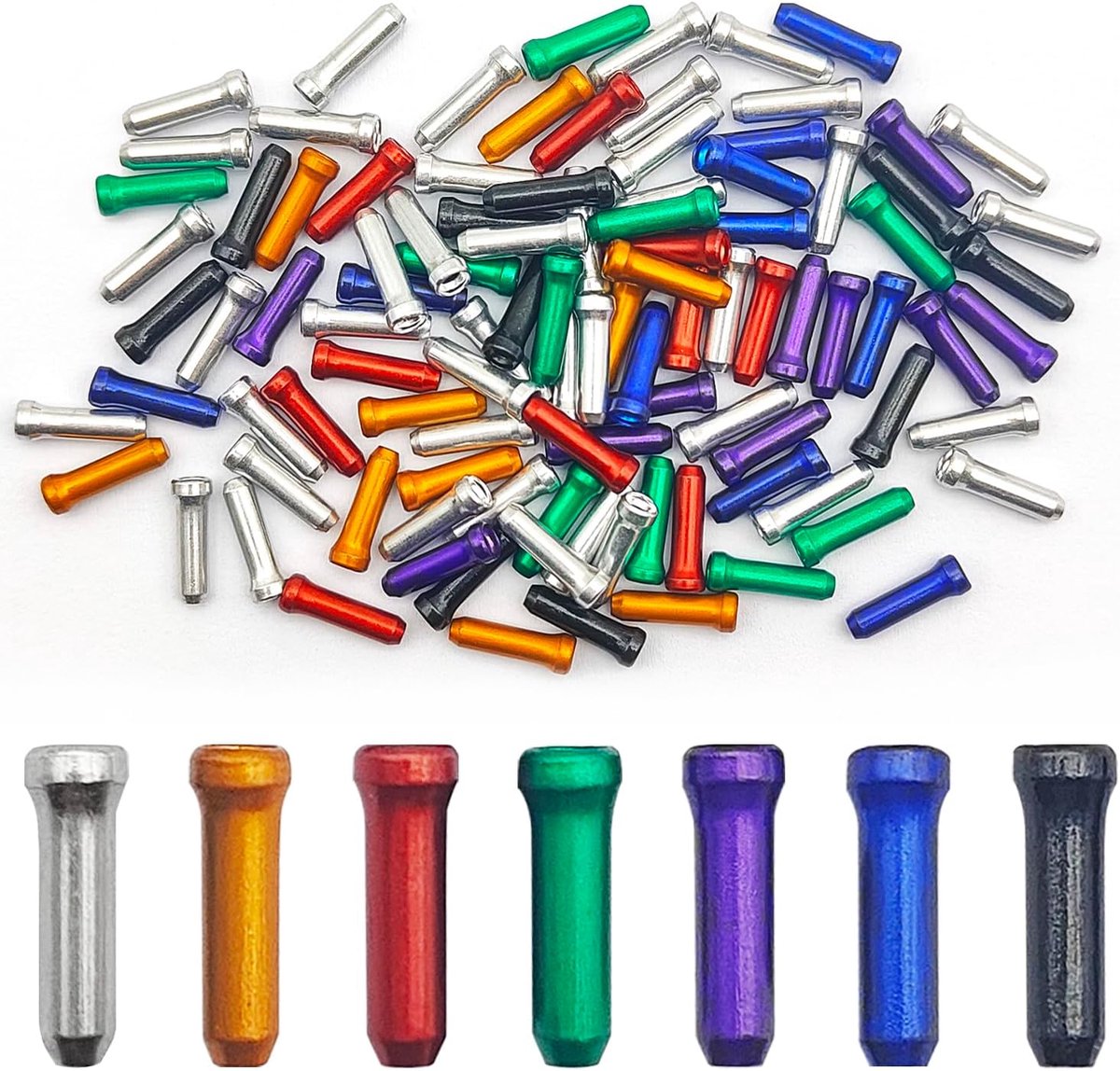 Fiets kabel eindkappen 100pcs - Aluminium - 7 kleuren - Langdurige bescherming voor remkabels - ShopVlot