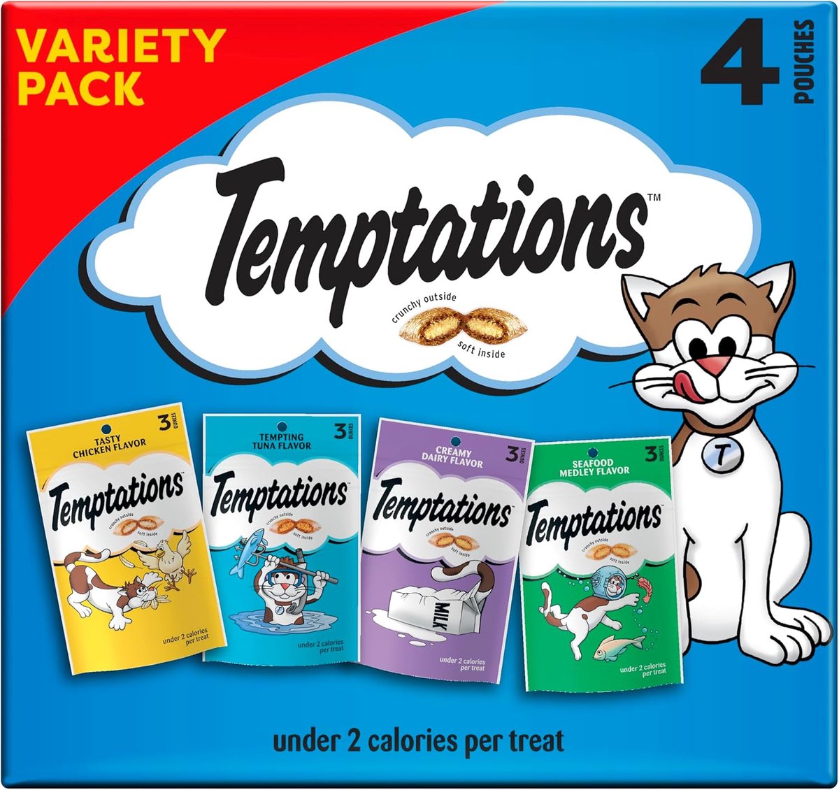 Kat treats - 4 x 85 gram - assortiment van smaken - verwen je kat met diverse lekkernijen - ShopVlot
