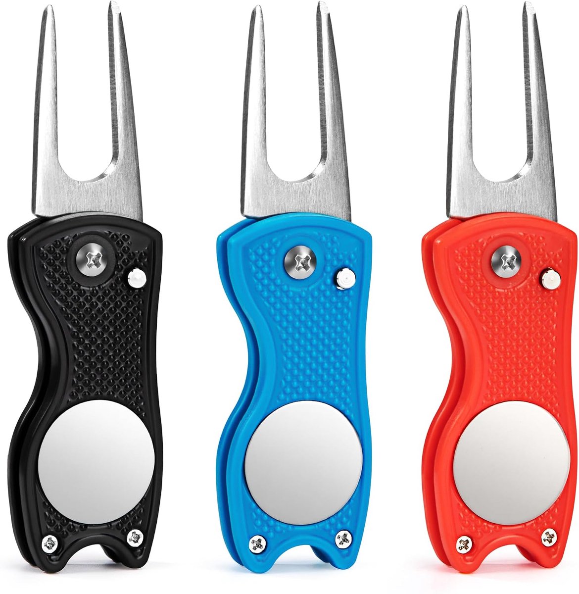 Golf divot repair tools 3 stuks - opvouwbare golfvork - met magnetische balmarker - multifunctioneel voor clubonderhoud - ShopVlot